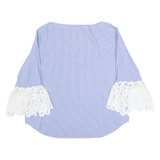 ZARA WOMAN Womens Oversized Top Blue Long Sleeve Striped M