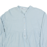 ZARA Womens Smock Top Blue V-Neck Long Sleeve M