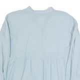 ZARA Womens Smock Top Blue V-Neck Long Sleeve M