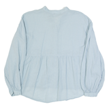 ZARA Womens Smock Top Blue V-Neck Long Sleeve M