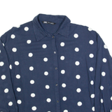 ZARA Womens Oversized Shirt Blue Collared Long Sleeve Polka Dot S