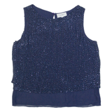COAST Beaded Womens Vest Blue Sleeveless UK 10