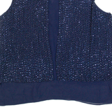 COAST Beaded Womens Vest Blue Sleeveless UK 10