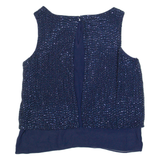 COAST Beaded Womens Vest Blue Sleeveless UK 10