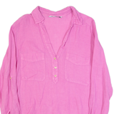 ZARA Womens Shirt Pink Collared Long Sleeve M