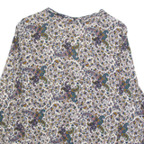 ZARA BASIC Womens Printed Blouse Cream V-Neck Long Sleeve Paisley XS