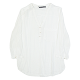 ZARA BASIC Womens Shirt White V-Neck Long Sleeve S