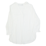 ZARA BASIC Womens Shirt White V-Neck Long Sleeve S