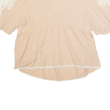 ZARA BASIC Womens Smock Top Beige V-Neck L