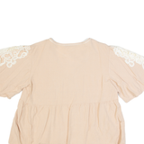 ZARA BASIC Womens Smock Top Beige V-Neck L