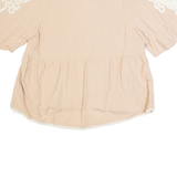 ZARA BASIC Womens Smock Top Beige V-Neck L
