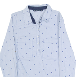 ZARA BASIC Womens Printed Shirt Blue Collared Long Sleeve Striped S