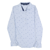 ZARA BASIC Womens Printed Shirt Blue Collared Long Sleeve Striped S