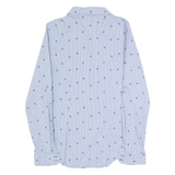 ZARA BASIC Womens Printed Shirt Blue Collared Long Sleeve Striped S