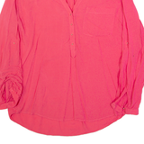 ZARA BASIC Womens Shirt Pink V-Neck Long Sleeve M