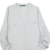 ZARA Womens Shirt Grey V-Neck Long Sleeve S