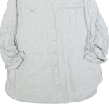 ZARA Womens Shirt Grey V-Neck Long Sleeve S