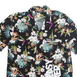 URBAN CLASSICS TROJKA Mens Hawaiian Shirt Black Viscose Floral L
