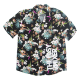 URBAN CLASSICS TROJKA Mens Hawaiian Shirt Black Viscose Floral L