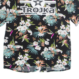 URBAN CLASSICS TROJKA Mens Hawaiian Shirt Black Viscose Floral L