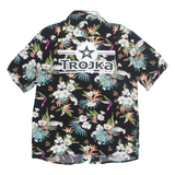 URBAN CLASSICS TROJKA Mens Hawaiian Shirt Black Viscose Floral L