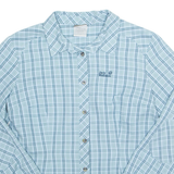 JACK WOLFSKIN Womens Shirt Blue Check Long Sleeve L
