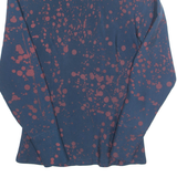 ELFE Womens Shirt Blue Silk Crazy Pattern Long Sleeve S