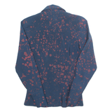 ELFE Womens Shirt Blue Silk Crazy Pattern Long Sleeve S