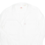 LEVI'S Womens Plain Shirt White Linen Long Sleeve S
