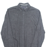 TOMMY HILFIGER Mens Plain Shirt Grey Long Sleeve S