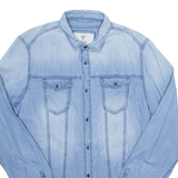 GUESS Mens Plain Shirt Blue Long Sleeve L