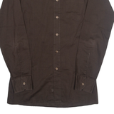 WALDE Mens Plain Shirt Brown Long Sleeve S