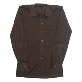 WALDE Mens Plain Shirt Brown Long Sleeve S