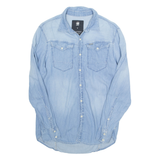 G-STAR RAW Mens Plain Shirt Blue Long Sleeve M