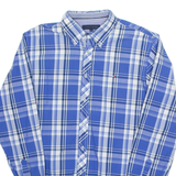 TOMMY HILFIGER Mens Shirt Blue Check Long Sleeve L