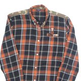 GUESS Womens Shirt Orange Check Long Sleeve UK 16