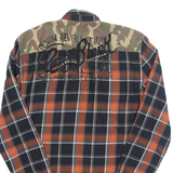 GUESS Womens Shirt Orange Check Long Sleeve UK 16