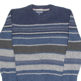TOMMY HILFIGER Womens Patterned Jumper Blue Striped Chunky Knit UK 16