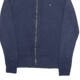 TOMMY HILFIGER Mens Jumper Blue High Neck Chunky Knit M