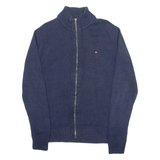 TOMMY HILFIGER Mens Jumper Blue High Neck Chunky Knit M