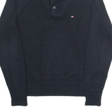 TOMMY HILFIGER Mens Jumper Black Roll Neck Tight Knit XS