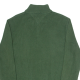 TOMMY HILFIGER Mens Jumper Green 1/4 Zip Chunky Knit L
