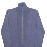 TOMMY HILFIGER Mens Jumper Blue High Neck Tight Knit XS
