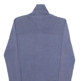 TOMMY HILFIGER Mens Jumper Blue High Neck Tight Knit XS