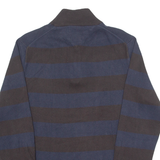 TOMMY HILFIGER Mens Jumper Brown Striped 1/4 Zip Tight Knit M