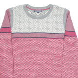 TOMMY HILFIGER Womens Patterned Jumper Pink Tight Knit L