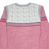 TOMMY HILFIGER Womens Patterned Jumper Pink Tight Knit L