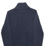 TOMMY HILFIGER Mens Jumper Blue High Neck Chunky Knit M