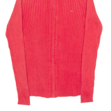 TOMMY HILFIGER Womens Jumper Red High Neck Tight Knit S