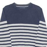 TOMMY HILFIGER Mens Patterned Jumper Blue Striped Tight Knit XS